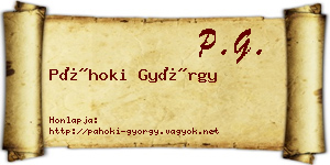 Páhoki György névjegykártya